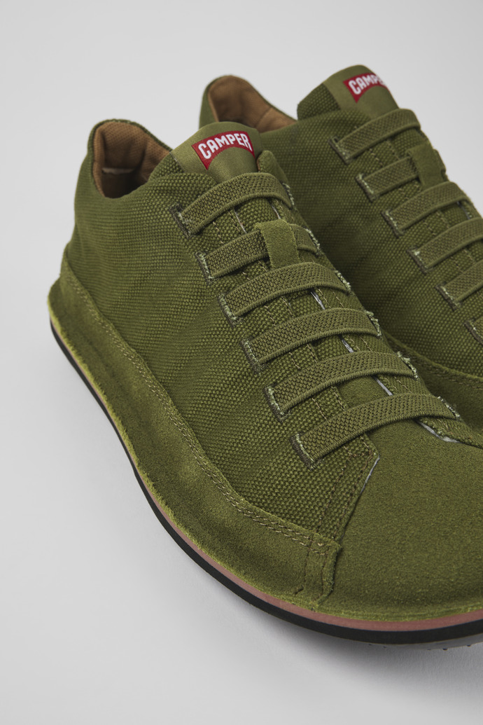 Close-up view of Beetle Green Textile/Nubuck Basket Bootie for Men