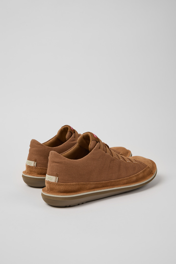 Back view of Beetle Brown Textile and Nubuck Leather Ankle Boots for Men.