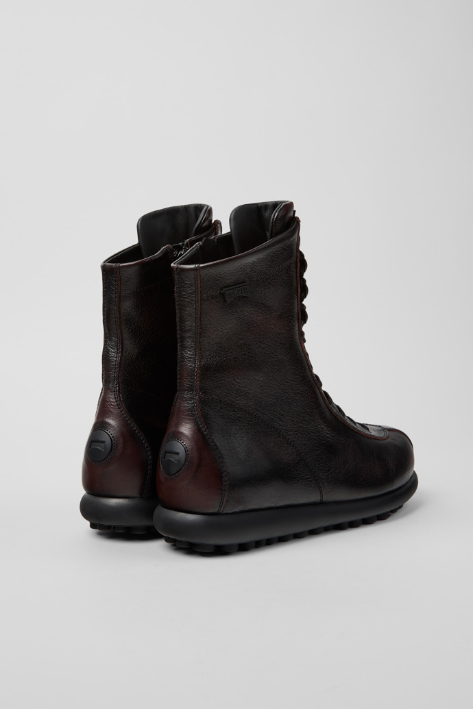 Back view of Pelotas Burgundy Leather Mid Boots for Women.