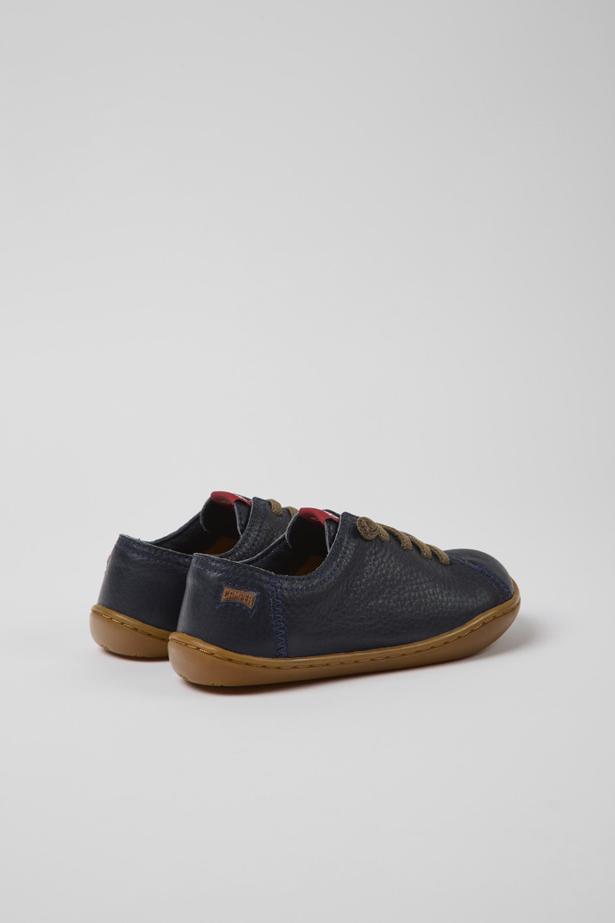 Back view of Peu Navy blue leather shoes for kids