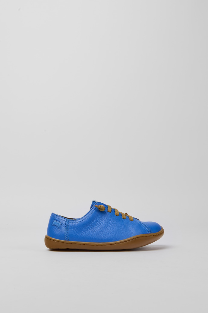Side view of Peu Blue leather shoes for kids