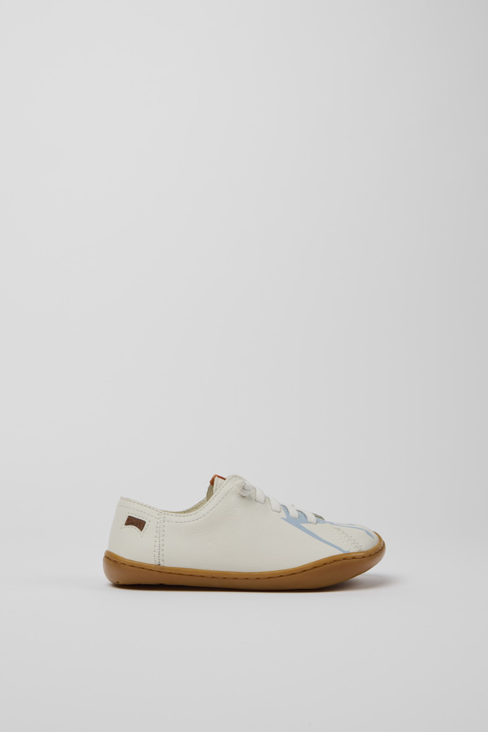 Side view of Twins White printed leather shoes for kids
