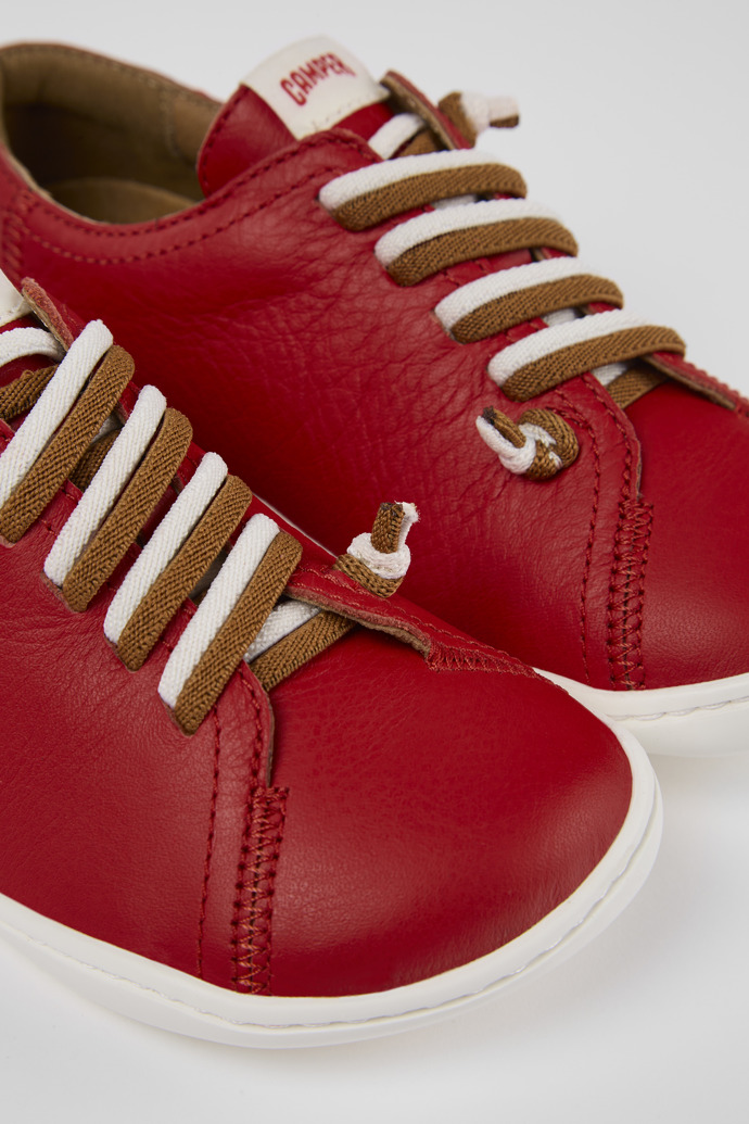 Close-up view of Peu Red Leather Slip-on
