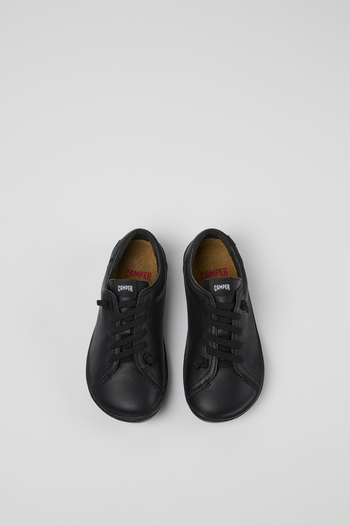 Overhead view of Peu Black Leather Slip-on for kids