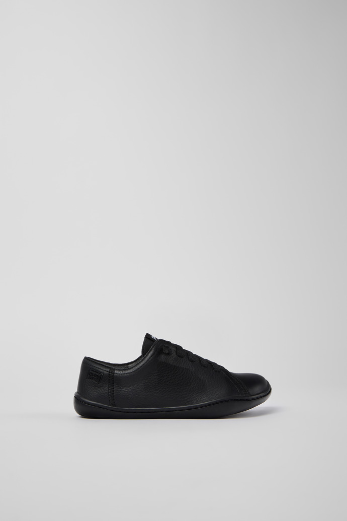 Side view of Peu Black Leather Slip-on