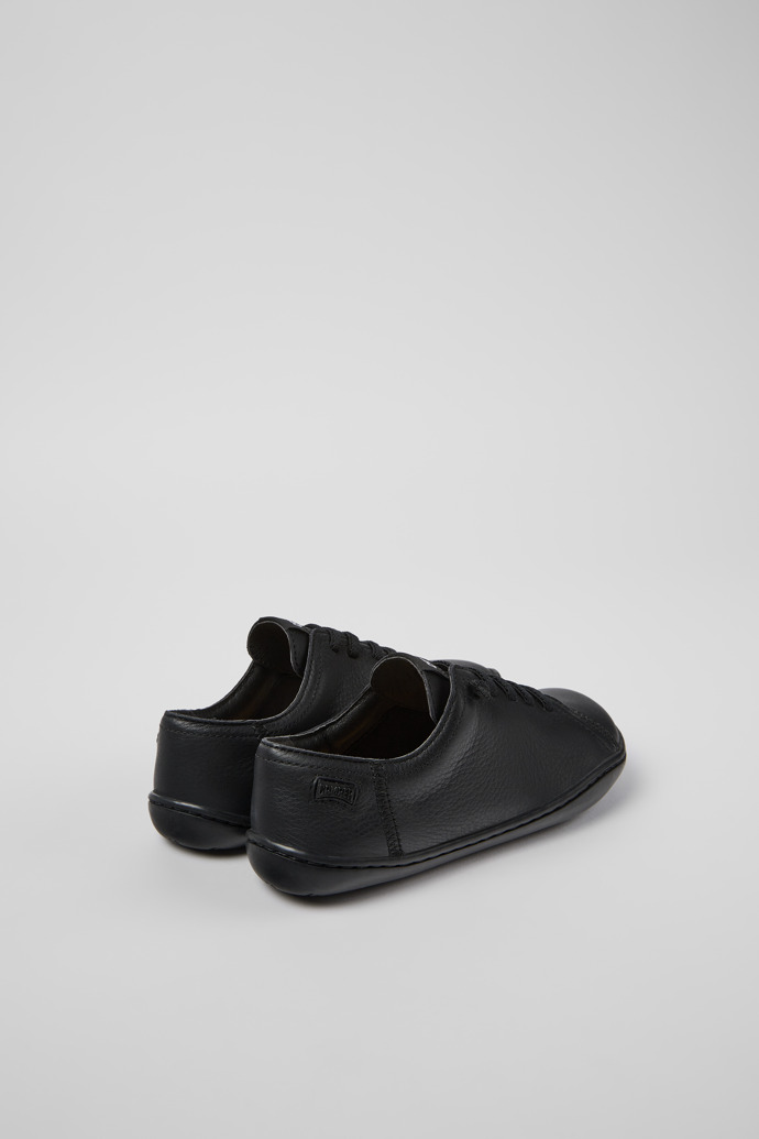 Back view of Peu Black Leather Slip-on for kids