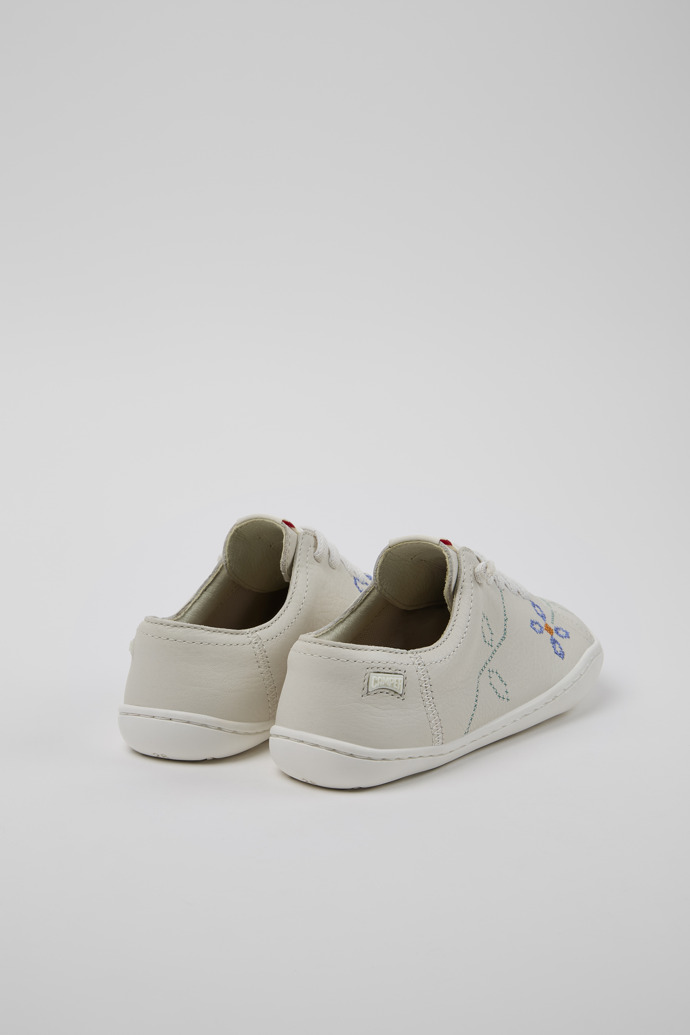 Back view of Twins White Leather Kids' Shoes for Children.