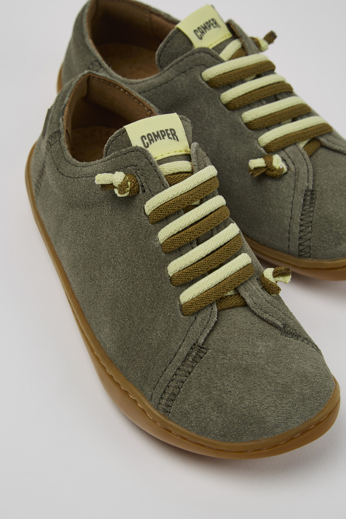 Close-up view of Peu Green Nubuck Kids' Shoe.