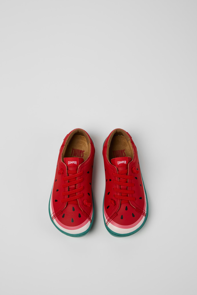 Overhead view of Twins Multicolor Leather Shoes for kids.