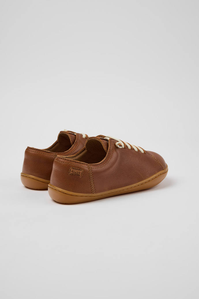 Back view of Peu Brown Leather Shoes for kids.