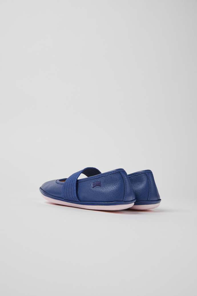 Back view of Right Blue leather ballerinas for girls