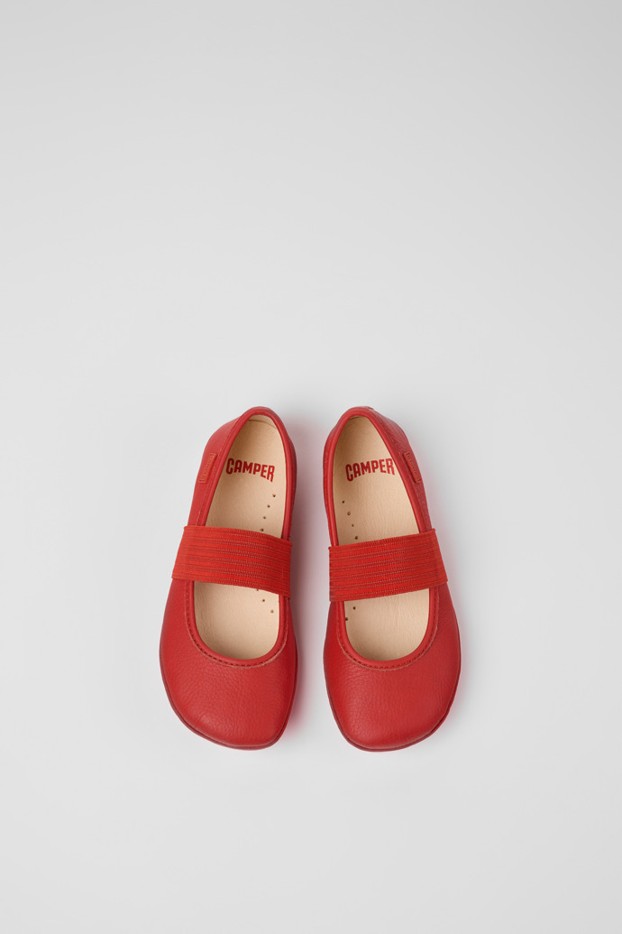 Overhead view of Right Red leather ballerinas for kids
