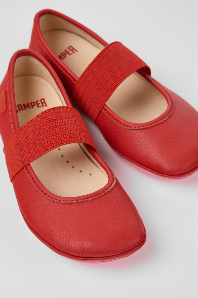 Close-up view of Right Red leather ballerinas for kids