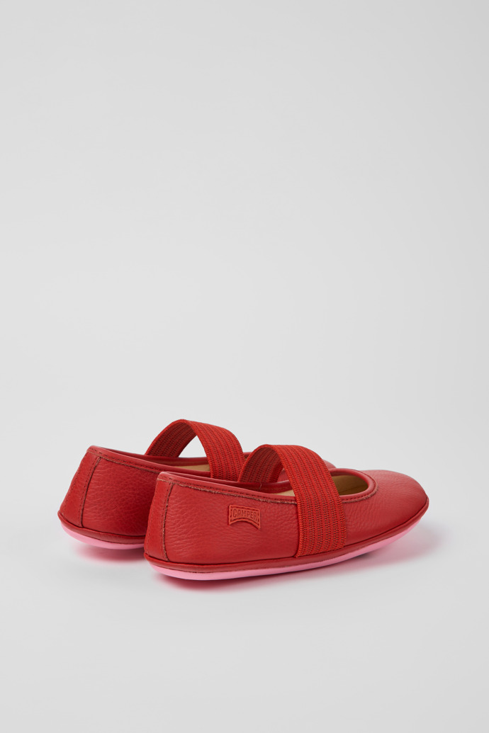 Back view of Right Red leather ballerinas for kids