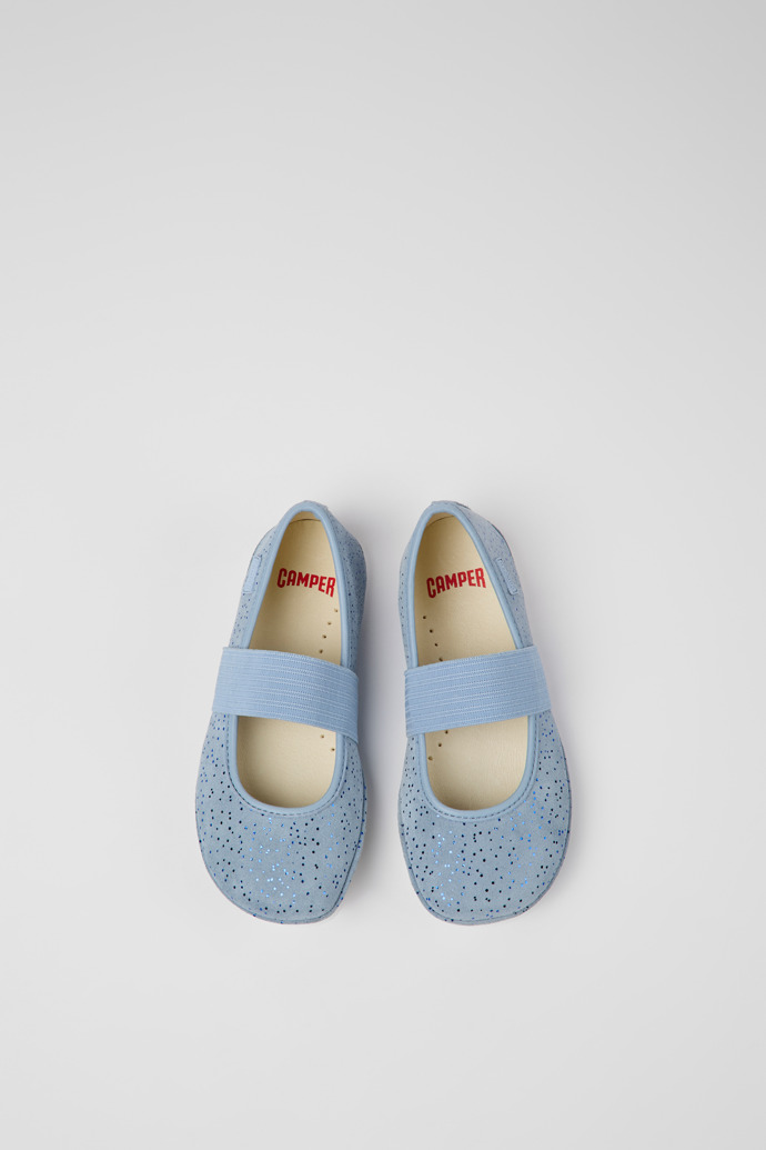 Overhead view of Right Blue nubuck ballerinas for kids