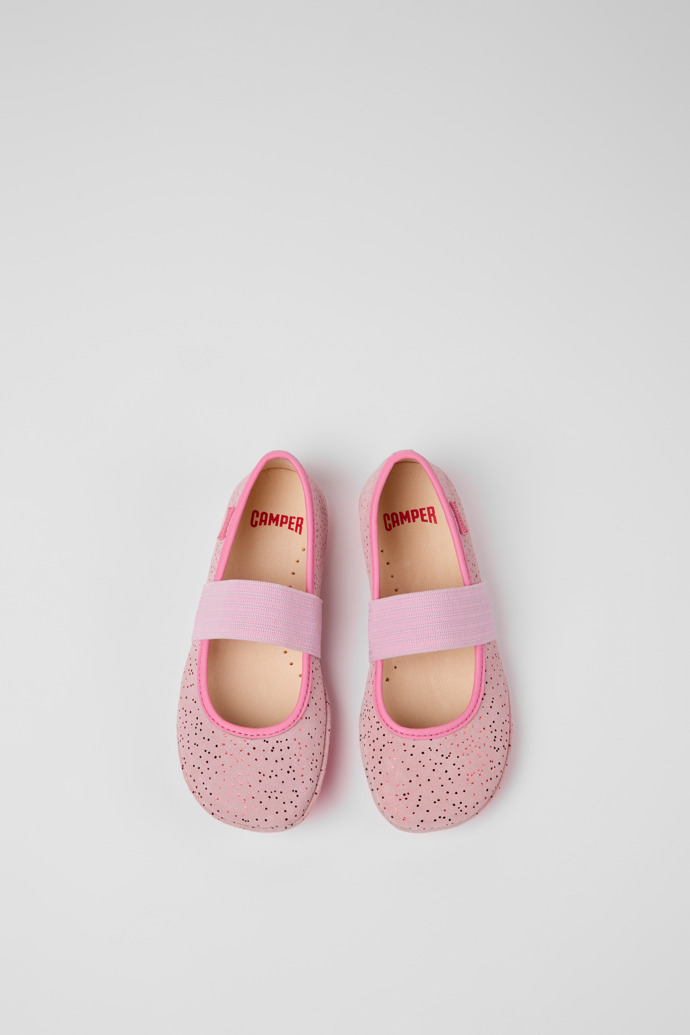 Overhead view of Right Pink nubuck ballerinas for kids