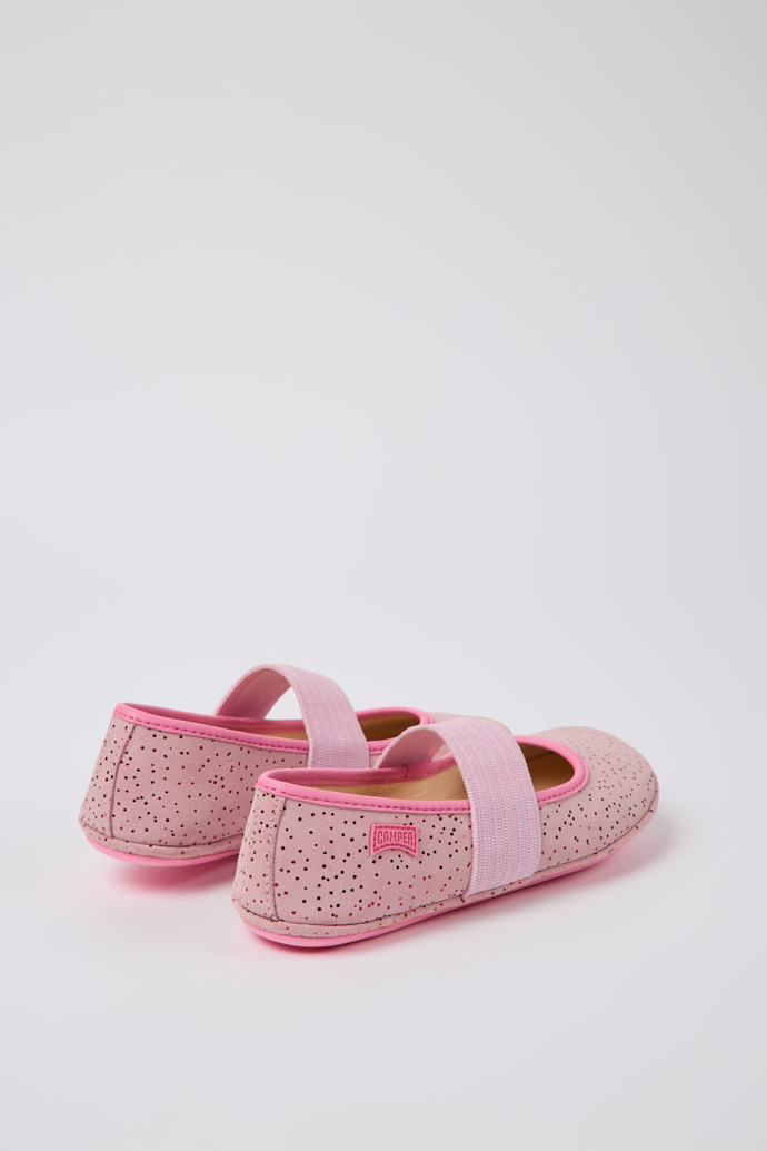 Back view of Right Pink nubuck ballerinas for kids