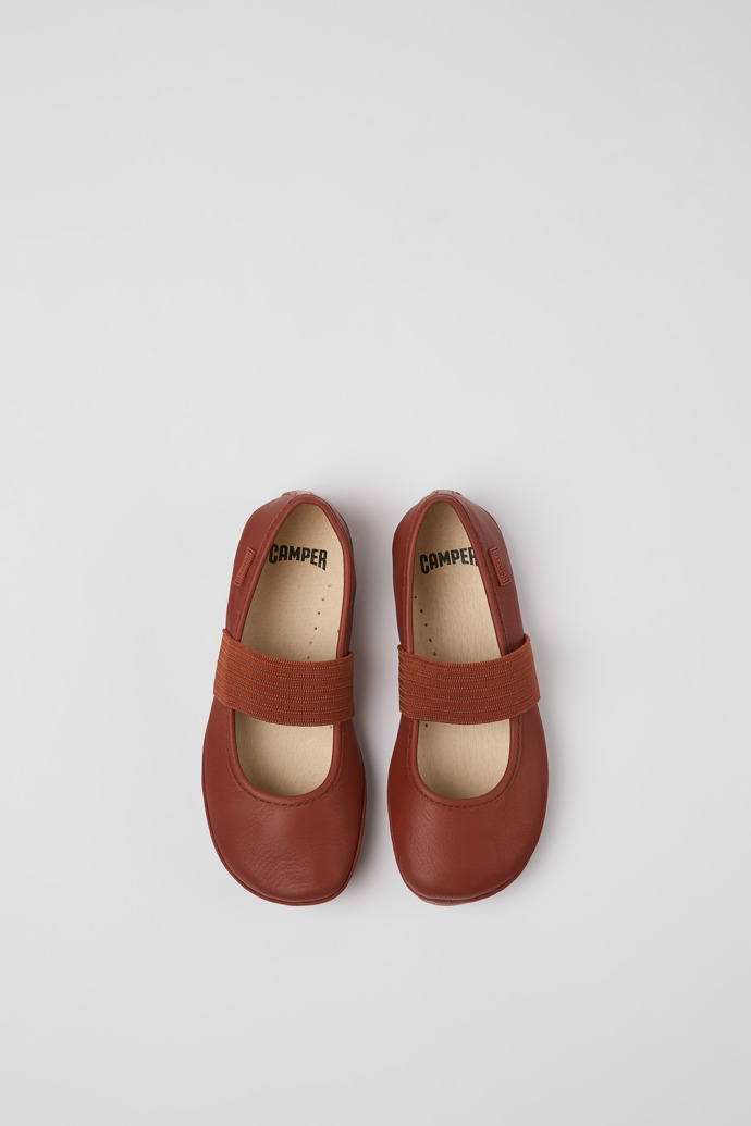 Overhead view of Right Red leather ballerinas for kids