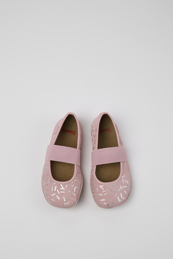 Overhead view of Right Multicolor Nubuck and Leather Ballerina for Kids.