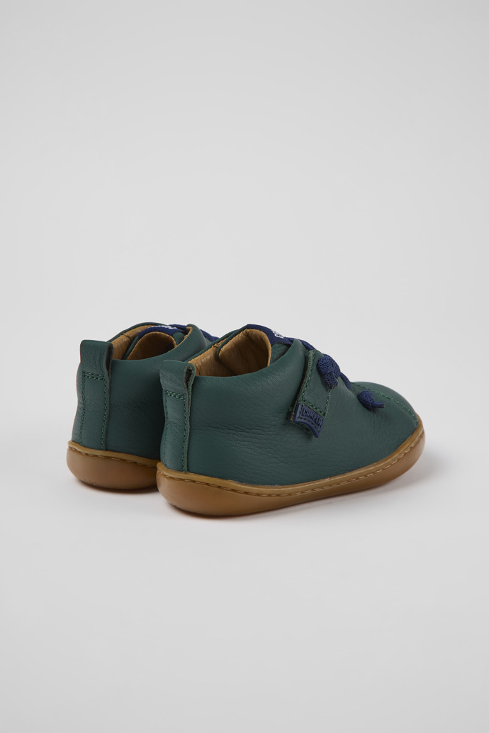 Back view of Peu Green leather shoes for kids