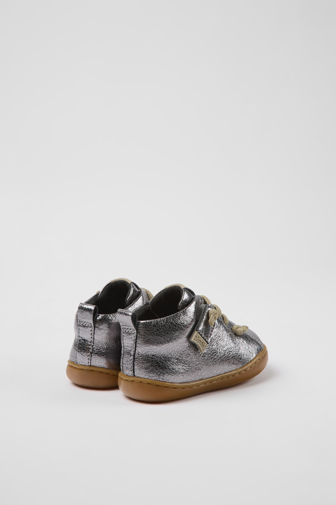 Back view of Peu Gray leather shoes for kids