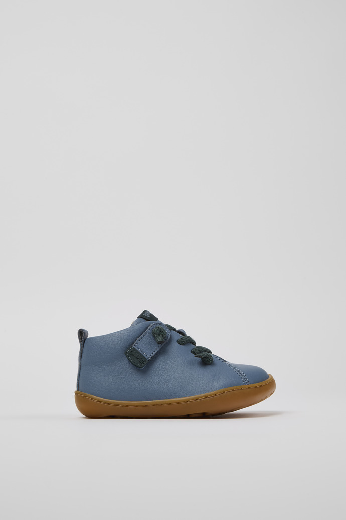 Side view of Peu Gray leather shoes for kids