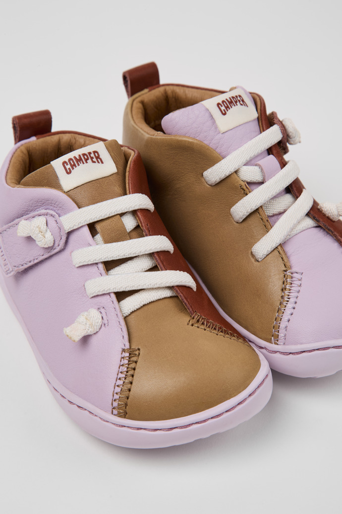 Close-up view of Twins Multicolor leather shoes for kids