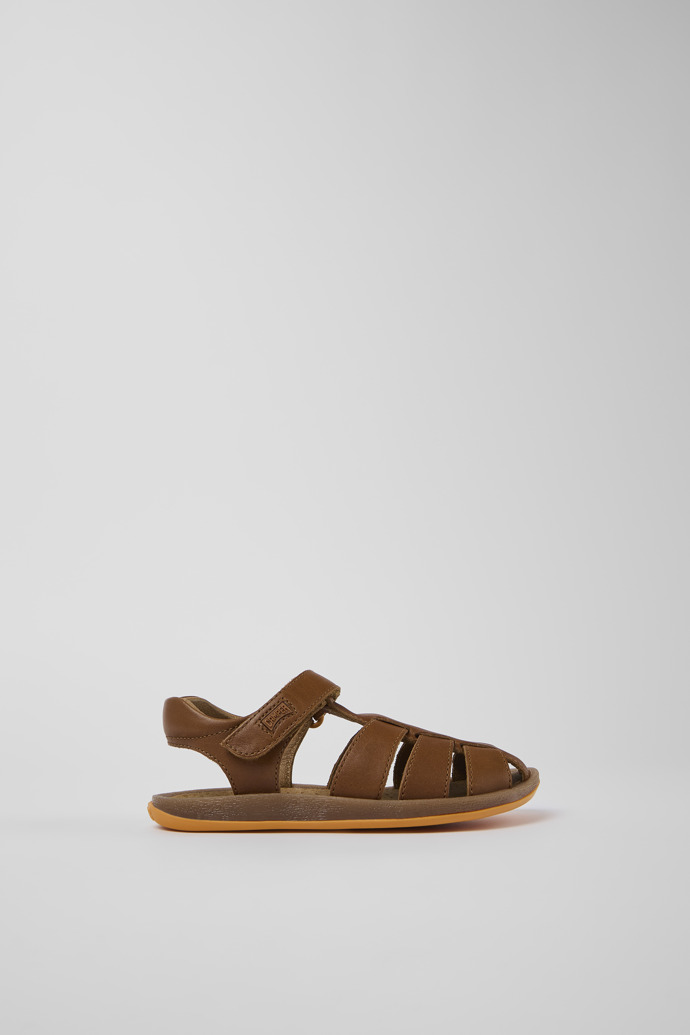 Image of Side view of Bicho Brown Leather Sandal
