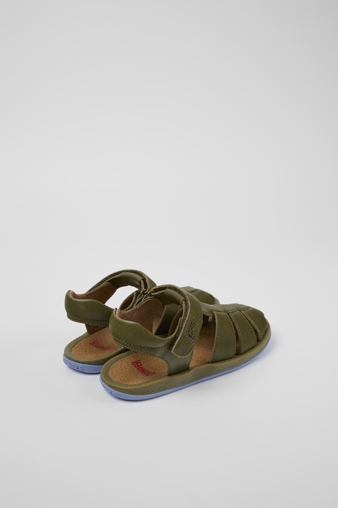 Back view of Bicho Green Leather Sandal