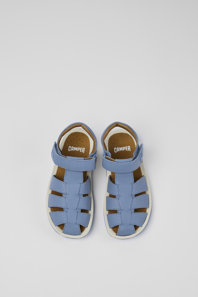 Overhead view of Bicho Blue Leather Sandal