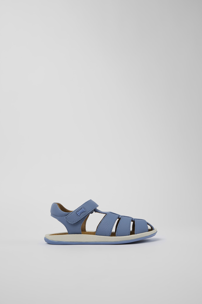 Side view of Bicho Blue Leather Sandal