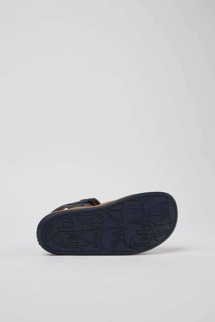 The soles of Bicho Blue Leather Kids' Closed Sandal.