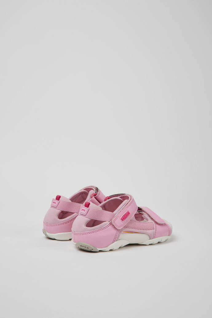 Back view of Ous Pink sandals for kids