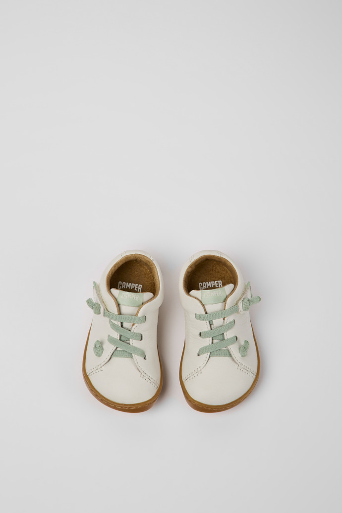 Overhead view of Peu White leather shoes for kids