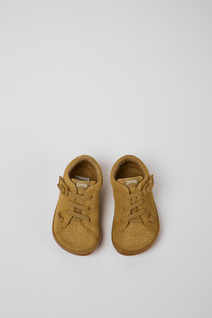 Peu Zapatos de nobuk marrones con efecto brillo para niños