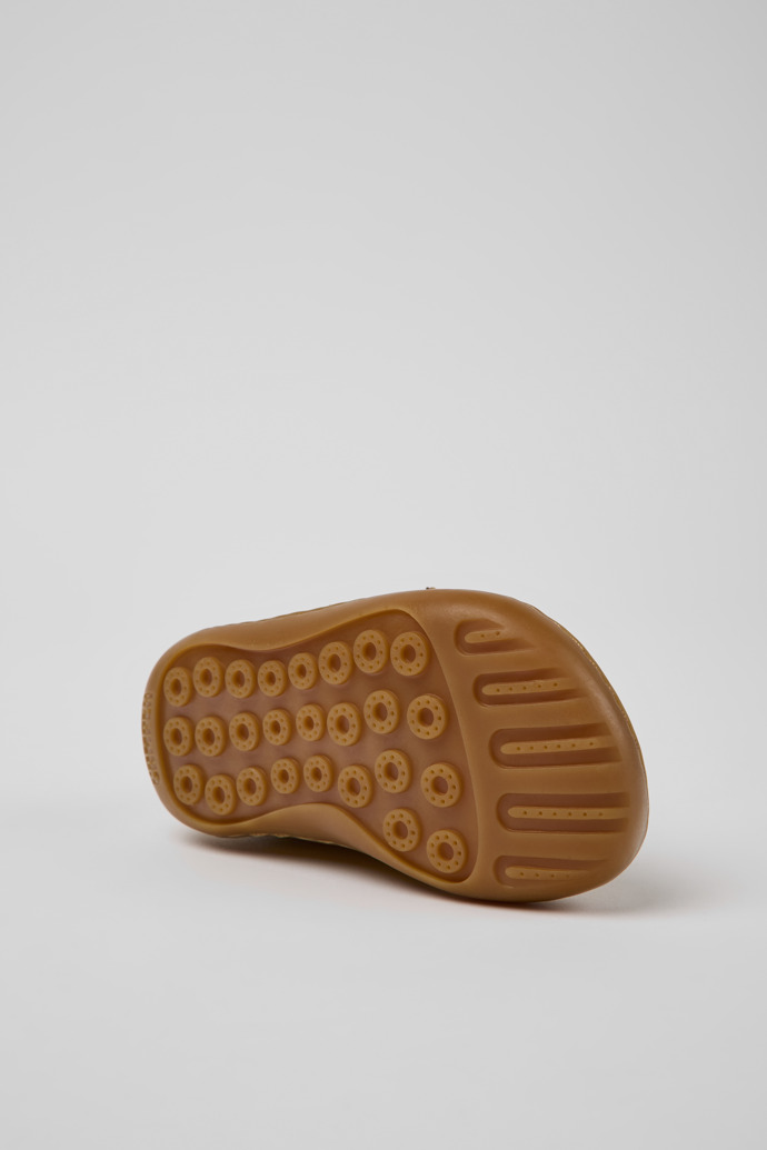 The soles of Peu Brown nubuck shoes with glitter effect for kids