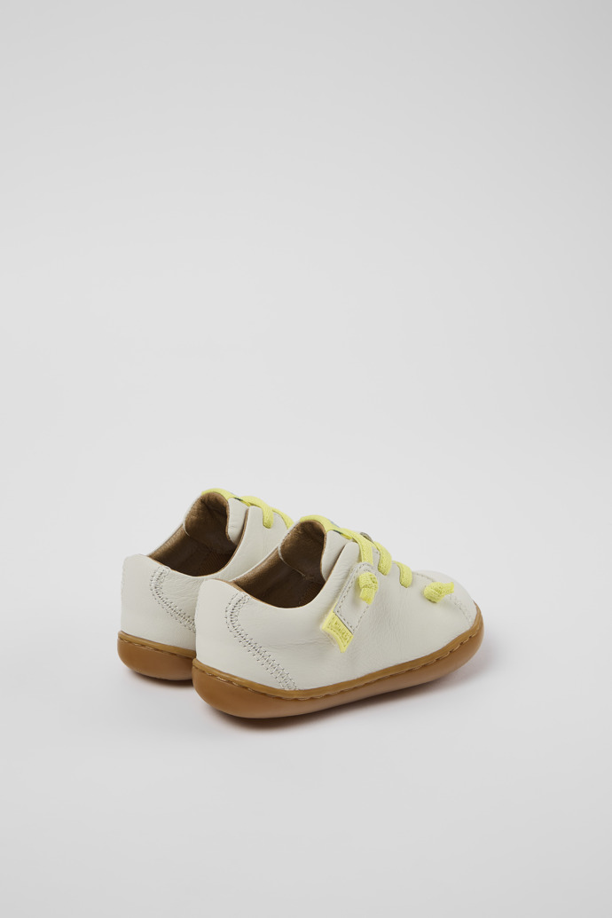Back view of Peu White leather shoes for kids