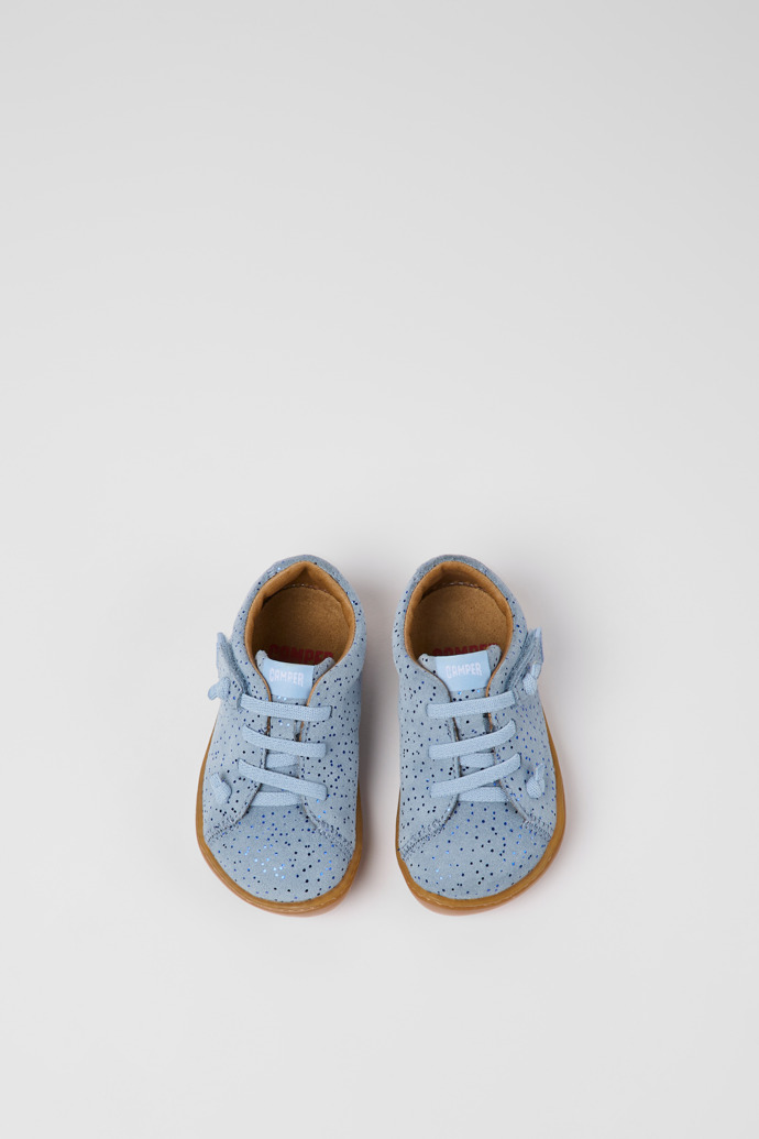 Overhead view of Peu Blue nubuck shoes for kids