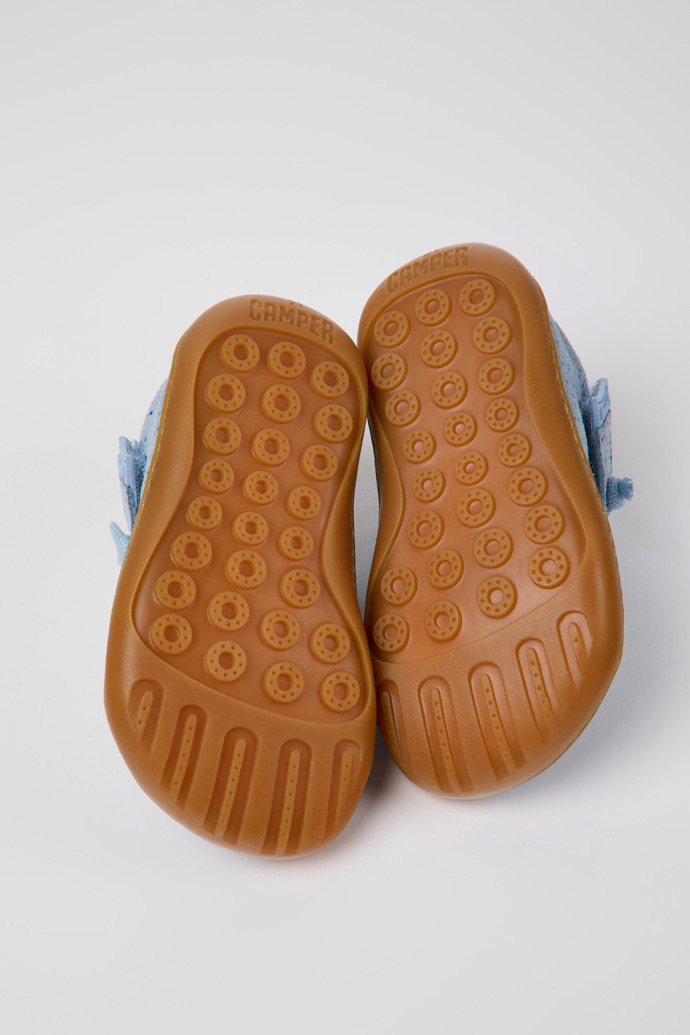 The soles of Peu Blue nubuck shoes for kids