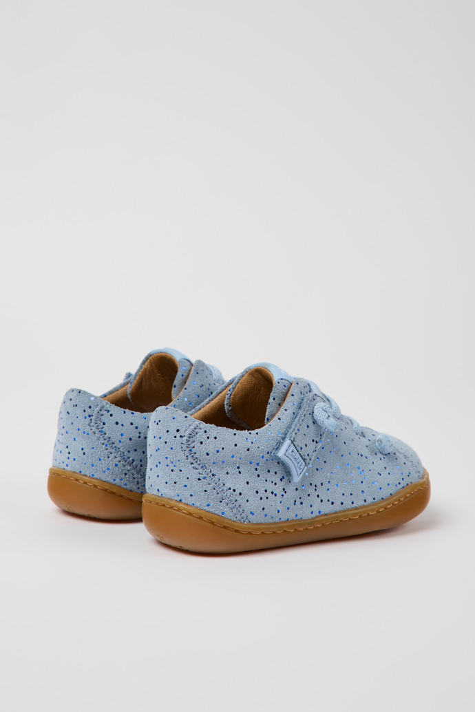 Back view of Peu Blue nubuck shoes for kids