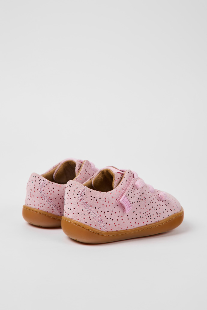 Back view of Peu Pink nubuck shoes for kids