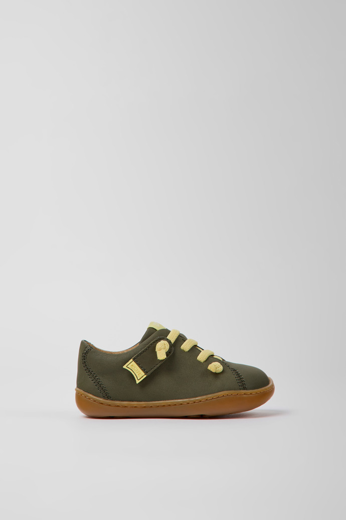 Side view of Peu Green leather shoes for kids