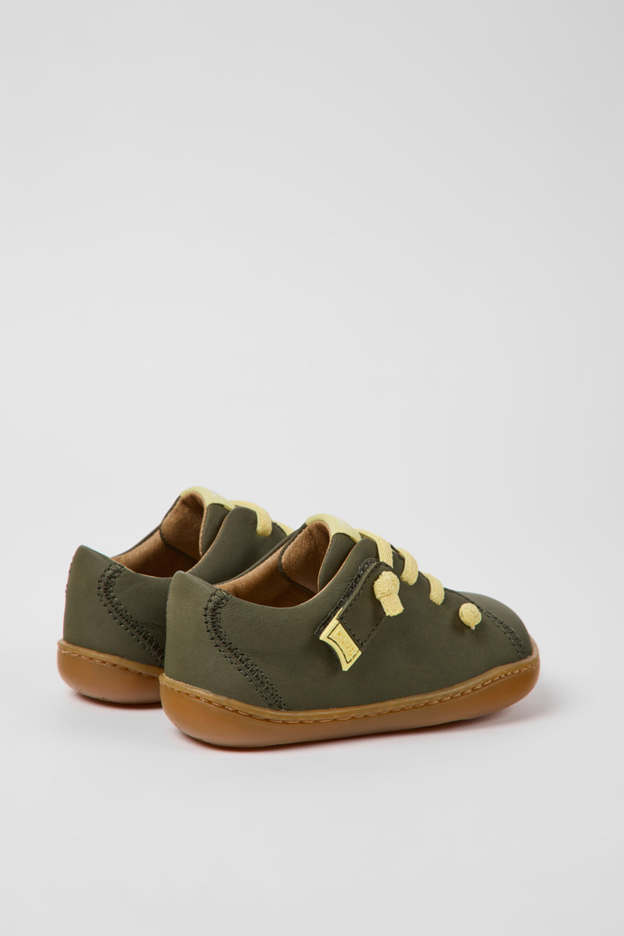 Back view of Peu Green leather shoes for kids