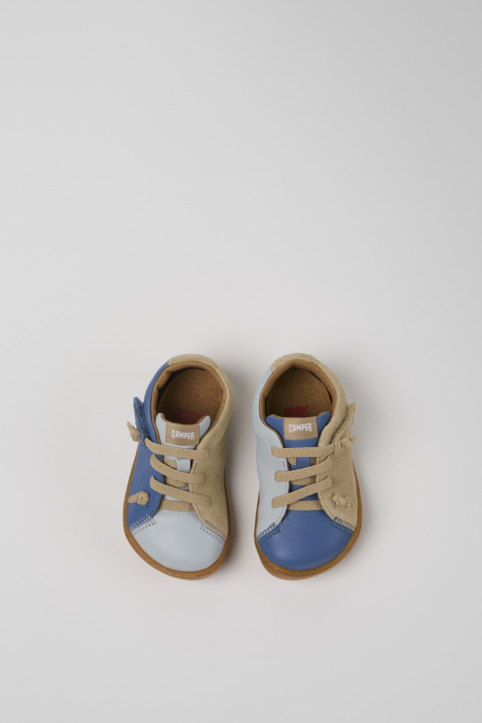 Overhead view of Twins Multicolor Nubuck and Leather Shoes for Kids.