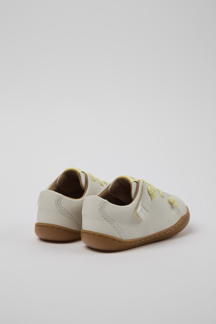 Back view of Peu White Leather Shoes for Kids.