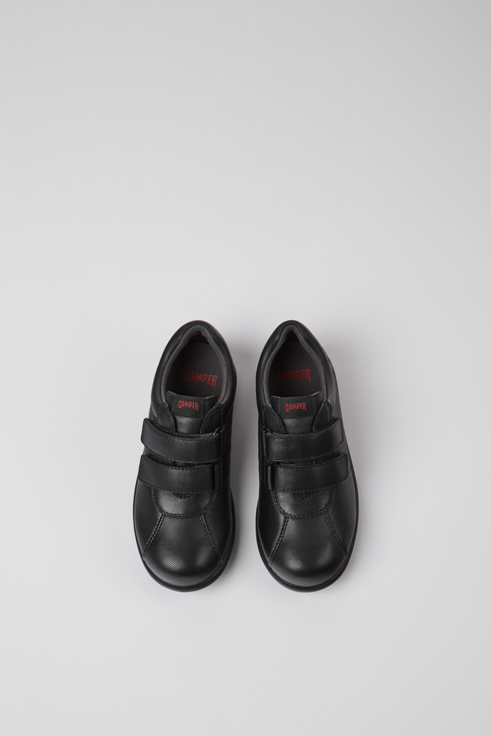 Overhead view of Pelotas Black leather and textile shoes for kids