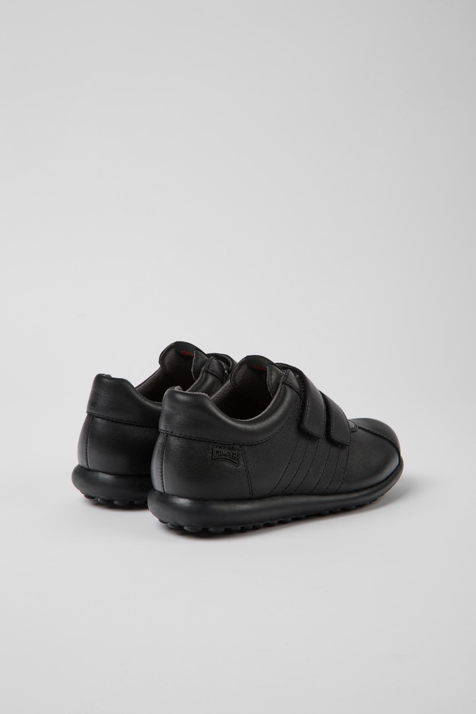 Back view of Pelotas Black leather and textile shoes for kids