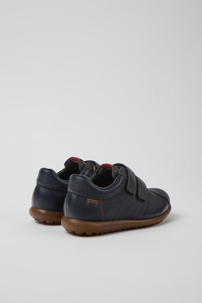 Back view of Pelotas Navy blue leather and textile shoes for kids