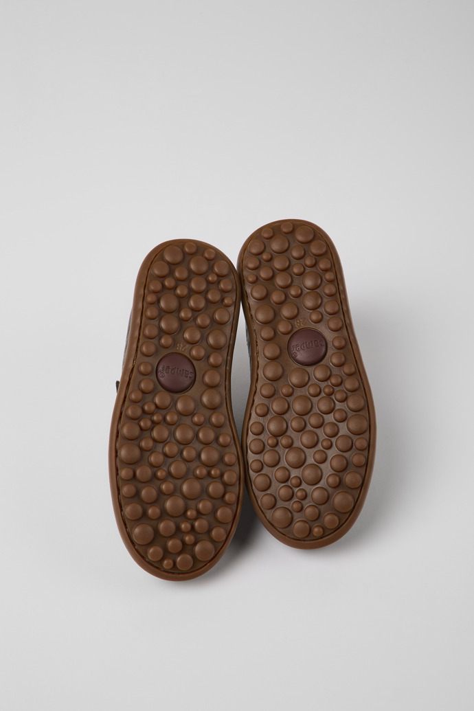 The soles of Pelotas Dark brown leather and textile shoes for kids