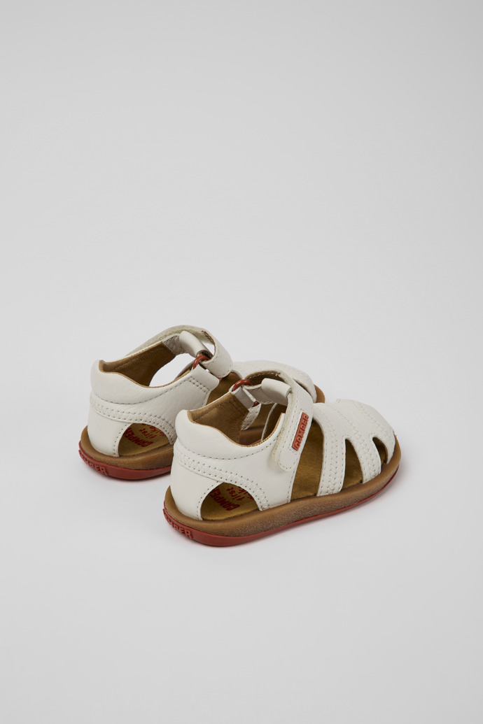 Back view of Bicho White leather sandals for kids